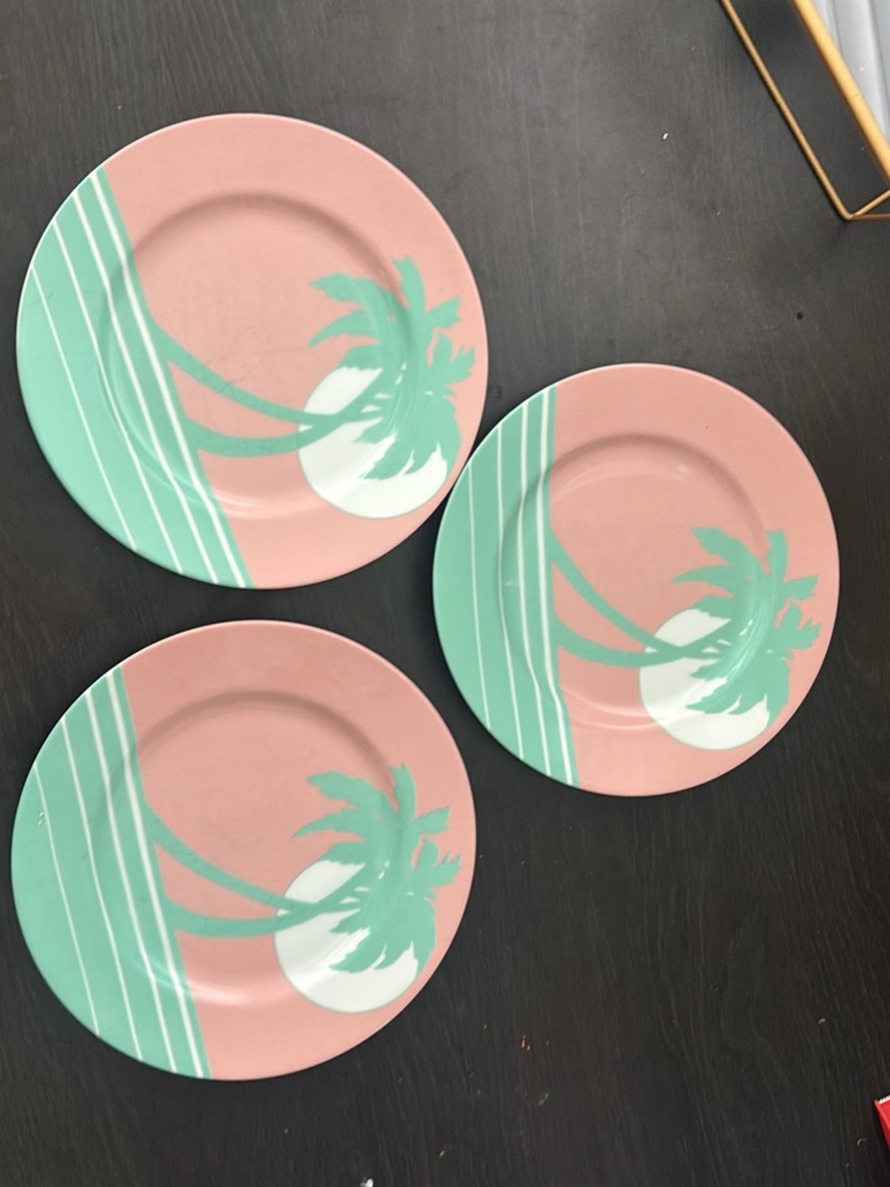 Tropical Palm Pink & Mint Dinner Plates - Set of 6